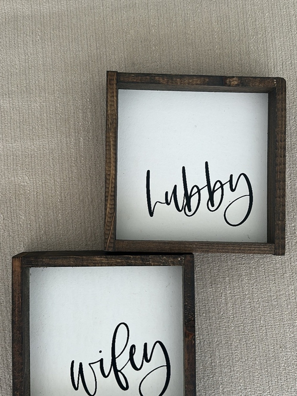 Hubby & Wifey Wood Signs - Handmade